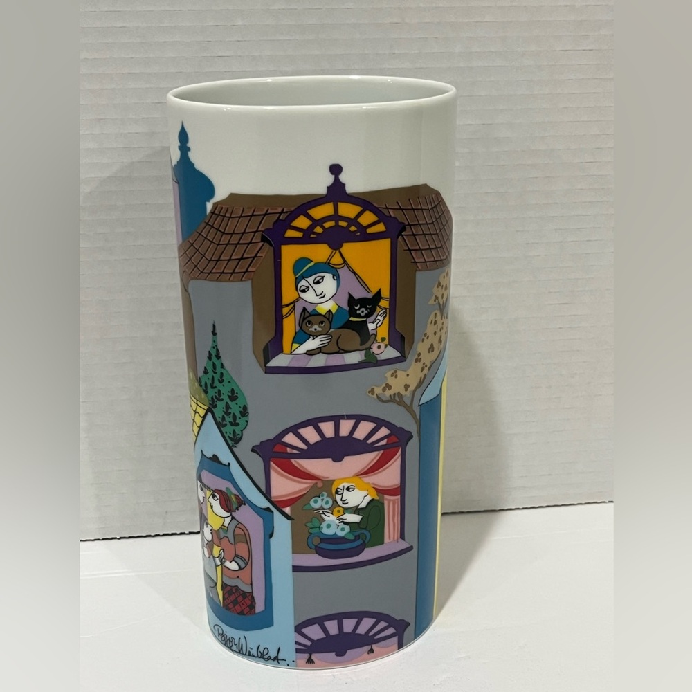 ROSENTHAL Signed BJORN WIINBLAD "Scenes From a Window" Porcelain Art Vase